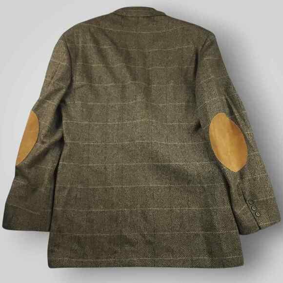Evan Picone Blazer Sport Coat 40R Mens Vtg Classic Fit Wool Elbow Patch Brown - Picture 4 of 10